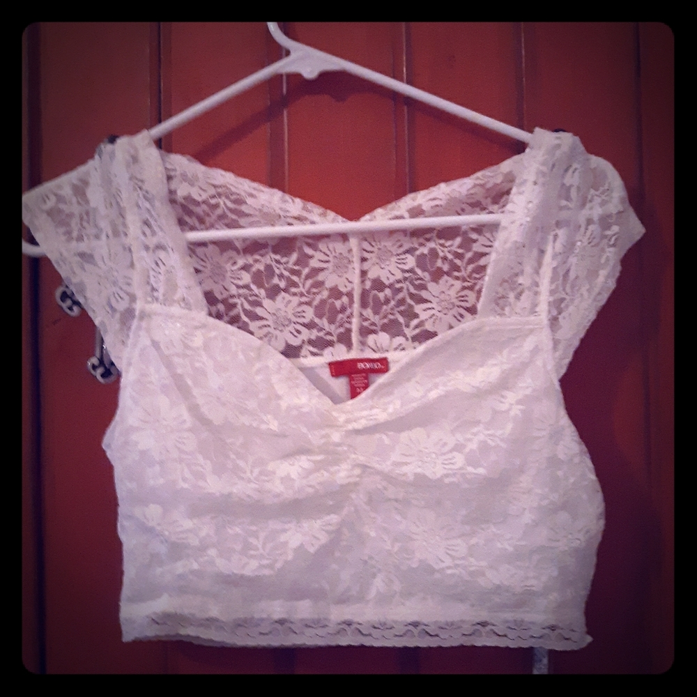 White lace crop top